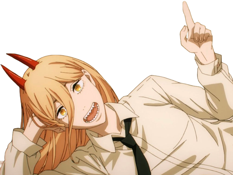 power chainsaw-man anime manga demon diablesse blood-devil hominidemone sang waifu femme excentrique cheveux-blonds yeux-jaunes cornes-rouges