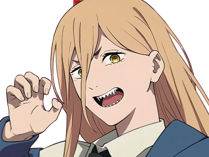 power chainsaw-man anime manga demon diablesse blood-devil hominidemone sang waifu femme excentrique cheveux-blonds yeux-jaunes cornes-rouges