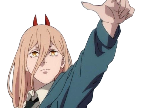 power chainsaw-man anime manga demon diablesse blood-devil hominidemone sang waifu femme excentrique cheveux-blonds yeux-jaunes cornes-rouges