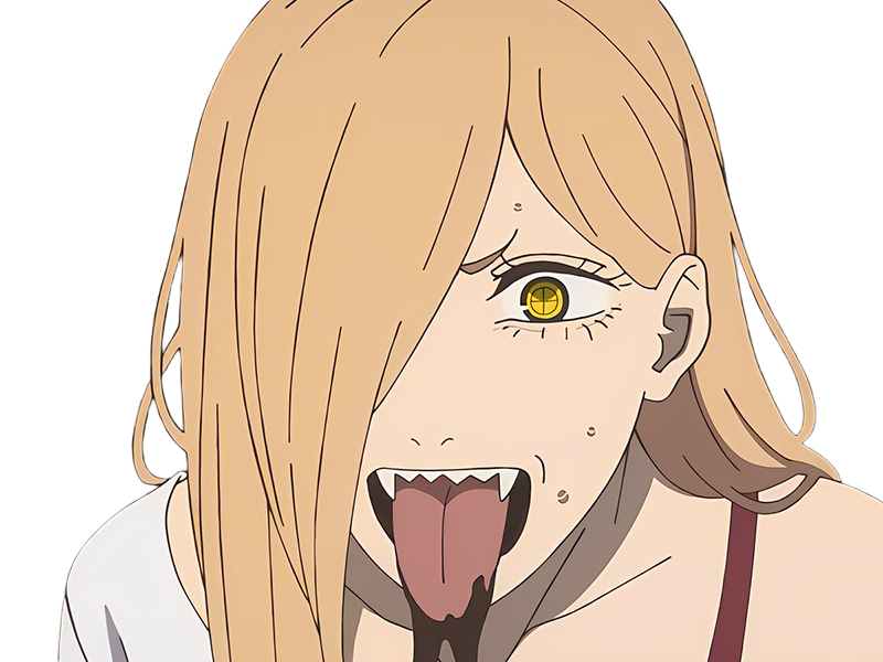 power chainsaw-man anime manga demon diablesse blood-devil hominidemone sang waifu femme excentrique cheveux-blonds yeux-jaunes cornes-rouges