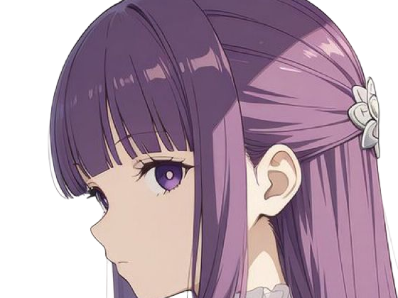 Sticker fern sousou no frieren frieren beyond journeys end frieren anime manga orpheline mage apprentie humaine fille femme waifu cheveux violets yeux violets par Dark-63