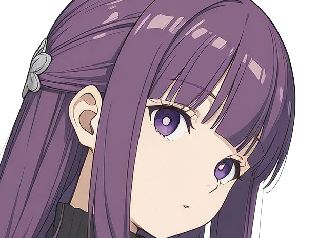 Sticker fern sousou no frieren frieren beyond journeys end frieren anime manga orpheline mage apprentie humaine fille femme waifu cheveux violets yeux violets par Dark-63