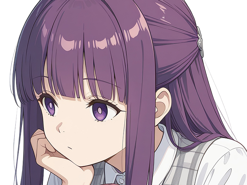 fern sousou-no-frieren frieren-beyond-journeys-end frieren anime manga orpheline mage apprentie humaine fille femme waifu cheveux-violets yeux-violets