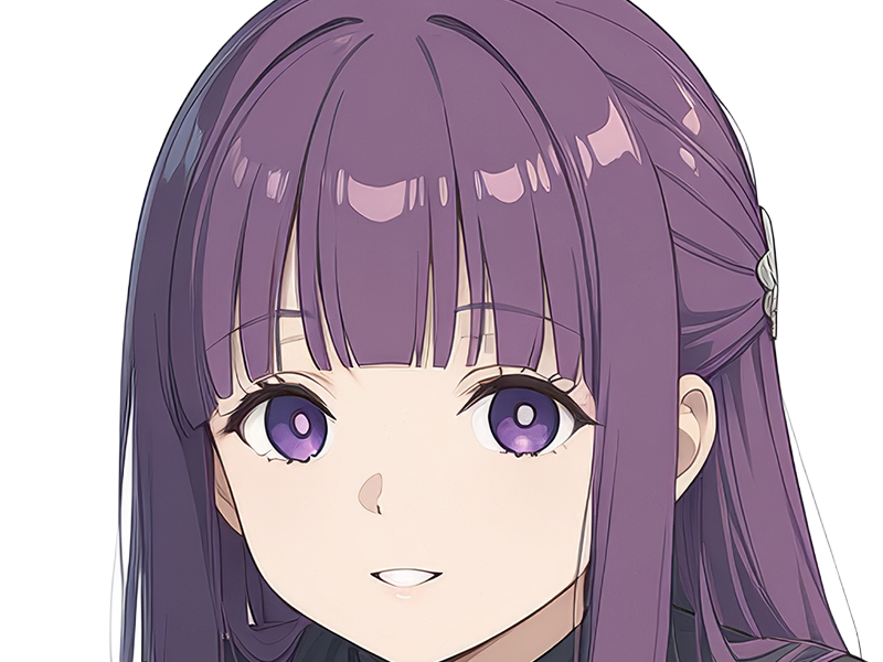 Sticker fern sousou no frieren frieren beyond journeys end frieren anime manga orpheline mage apprentie humaine fille femme waifu cheveux violets yeux violets par Dark-63