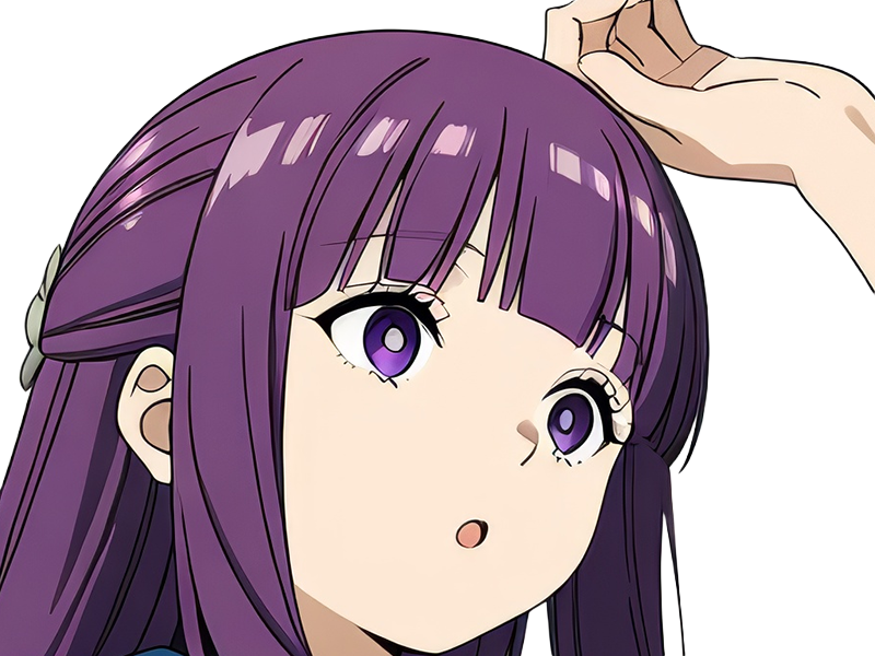 Sticker fern sousou no frieren frieren beyond journeys end frieren anime manga orpheline mage apprentie humaine fille femme waifu cheveux violets yeux violets par Dark-63