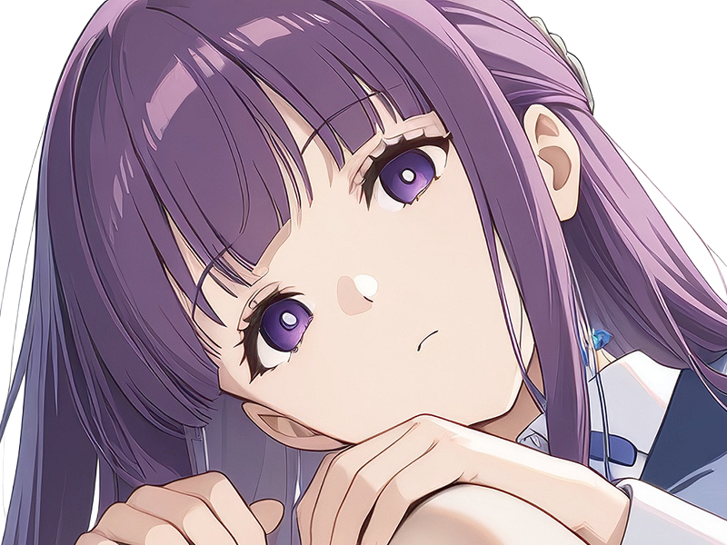 Sticker fern sousou no frieren frieren beyond journeys end frieren anime manga orpheline mage apprentie humaine fille femme waifu cheveux violets yeux violets par Dark-63