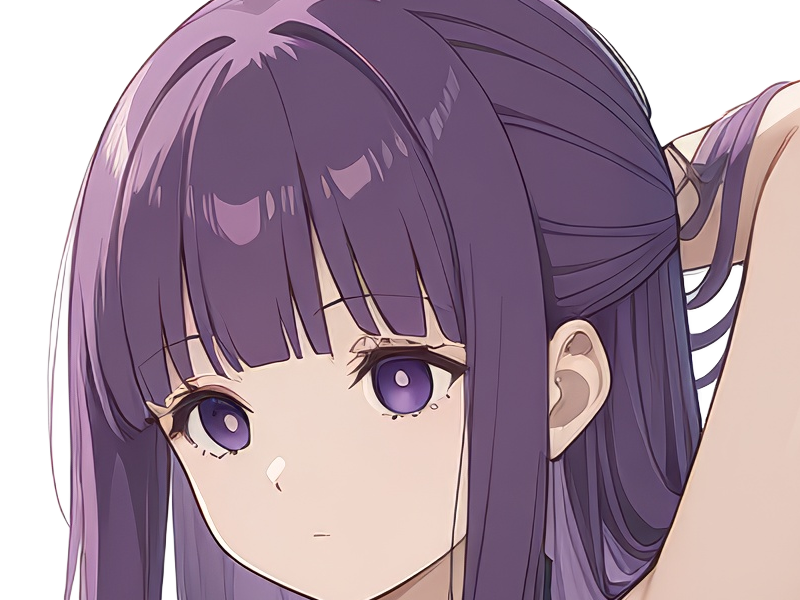 Sticker fern sousou no frieren frieren beyond journeys end frieren anime manga orpheline mage apprentie humaine fille femme waifu cheveux violets yeux violets par Dark-63