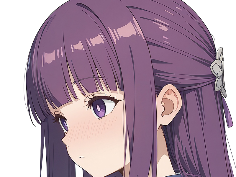 Sticker fern sousou no frieren frieren beyond journeys end frieren anime manga orpheline mage apprentie humaine fille femme waifu cheveux violets yeux violets par Dark-63