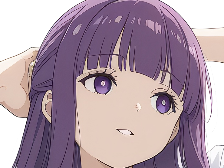 Sticker fern sousou no frieren frieren beyond journeys end frieren anime manga orpheline mage apprentie humaine fille femme waifu cheveux violets yeux violets par Dark-63