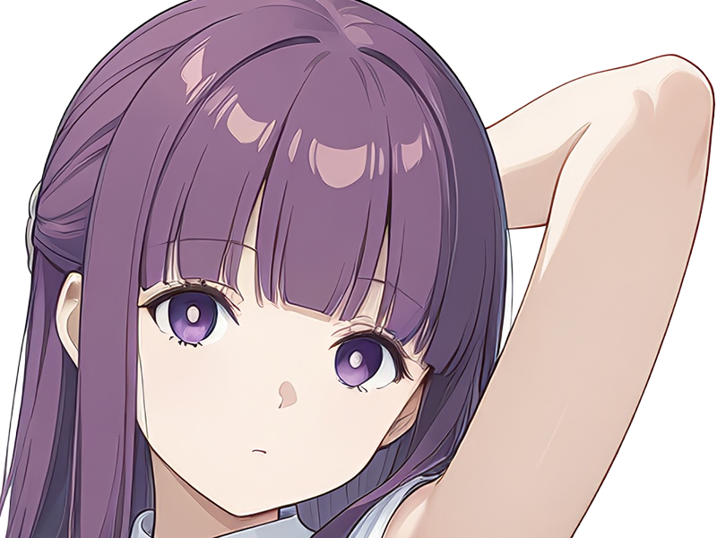 Sticker fern sousou no frieren frieren beyond journeys end frieren anime manga orpheline mage apprentie humaine fille femme waifu cheveux violets yeux violets par Dark-63