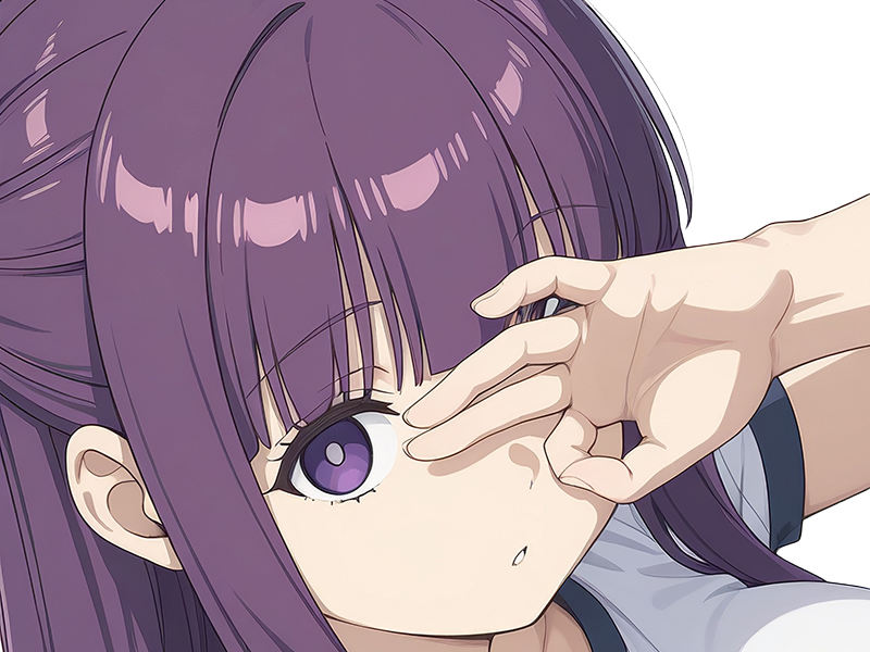 Sticker fern sousou no frieren frieren beyond journeys end frieren anime manga orpheline mage apprentie humaine fille femme waifu cheveux violets yeux violets par Dark-63
