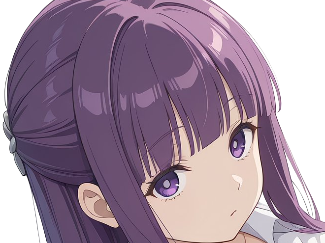 Sticker fern sousou no frieren frieren beyond journeys end frieren anime manga orpheline mage apprentie humaine fille femme waifu cheveux violets yeux violets par Dark-63