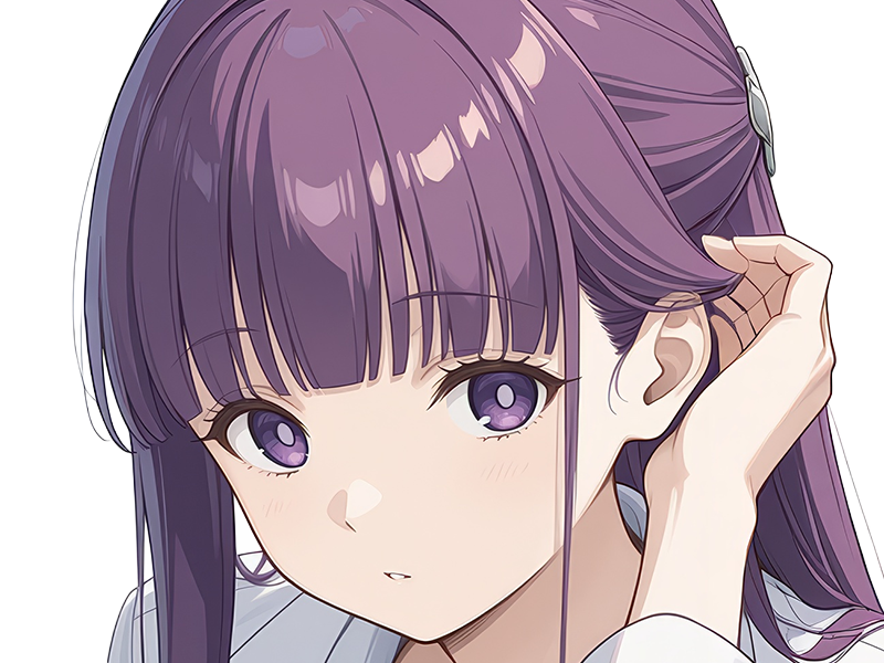 fern sousou-no-frieren frieren-beyond-journeys-end frieren anime manga orpheline mage apprentie humaine fille femme waifu cheveux-violets yeux-violets