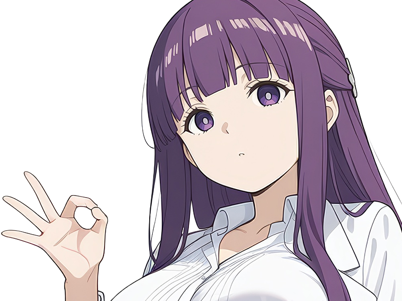 Sticker fern sousou no frieren frieren beyond journeys end frieren anime manga orpheline mage apprentie humaine fille femme waifu cheveux violets yeux violets par Dark-63