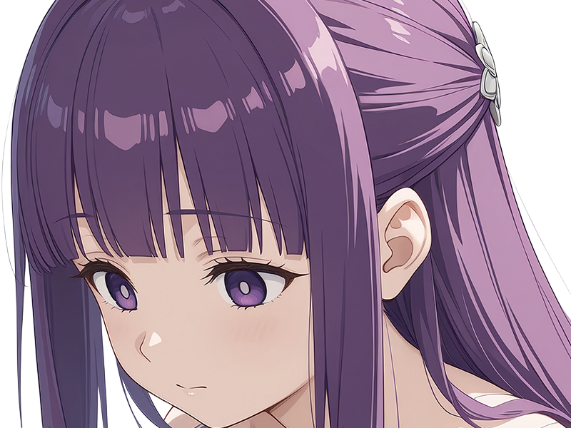 Sticker fern sousou no frieren frieren beyond journeys end frieren anime manga orpheline mage apprentie humaine fille femme waifu cheveux violets yeux violets par Dark-63