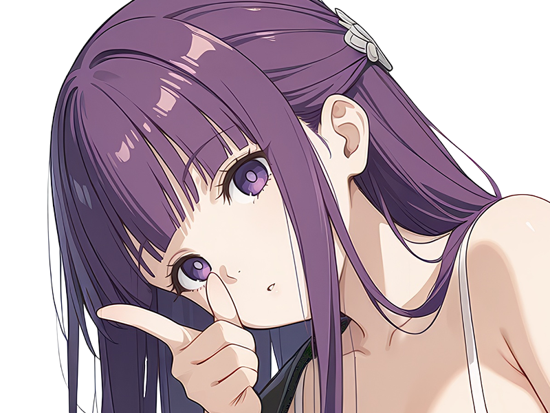 Sticker fern sousou no frieren frieren beyond journeys end frieren anime manga orpheline mage apprentie humaine fille femme waifu cheveux violets yeux violets par Dark-63