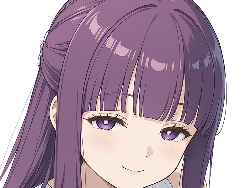 Sticker fern sousou no frieren frieren beyond journeys end frieren anime manga orpheline mage apprentie humaine fille femme waifu cheveux violets yeux violets par Dark-63