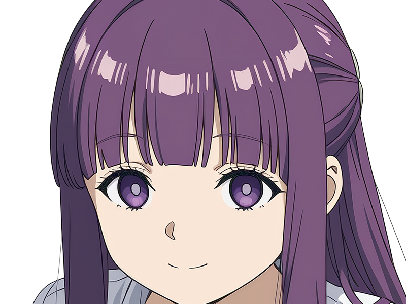 Sticker fern sousou no frieren frieren beyond journeys end frieren anime manga orpheline mage apprentie humaine fille femme waifu cheveux violets yeux violets par Dark-63