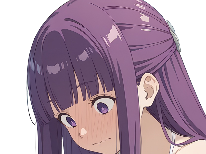 Sticker fern sousou no frieren frieren beyond journeys end frieren anime manga orpheline mage apprentie humaine fille femme waifu cheveux violets yeux violets par Dark-63