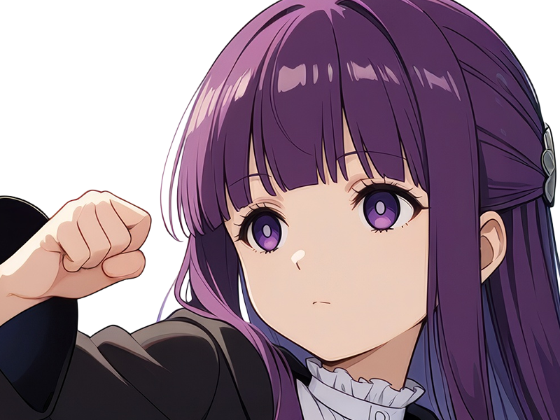 fern sousou-no-frieren frieren-beyond-journeys-end frieren anime manga orpheline mage apprentie humaine fille femme waifu cheveux-violets yeux-violets