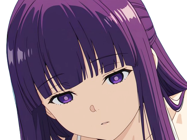 Sticker fern sousou no frieren frieren beyond journeys end frieren anime manga orpheline mage apprentie humaine fille femme waifu cheveux violets yeux violets par Dark-63