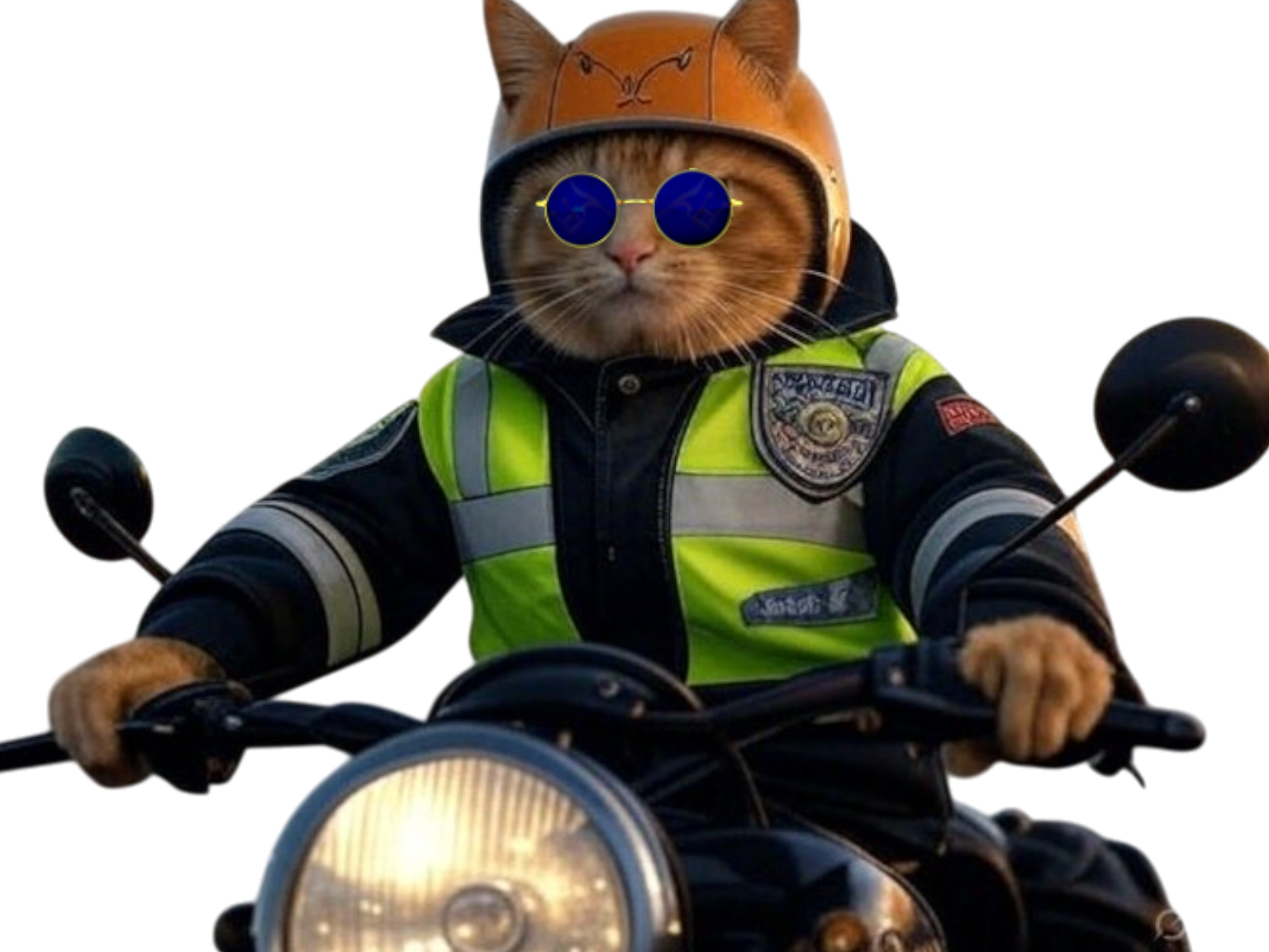 chat agent de police policier flic gilbert uniforme moto scooter lunettes bleues