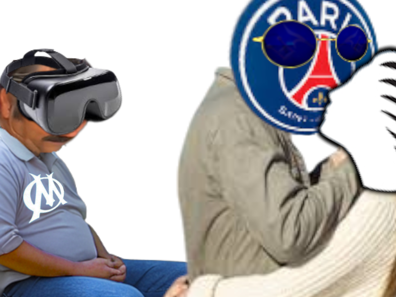 psg paris atalanta bergame om olympique marseille casque occulus vr realite virtuelle assis cuck