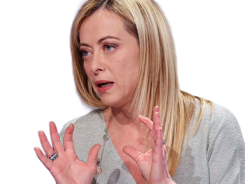 giorgia meloni femme politique italienne premiere ministre italie cheffe etat droite conservatrice quarantenaire cheveux-blonds yeux-verts