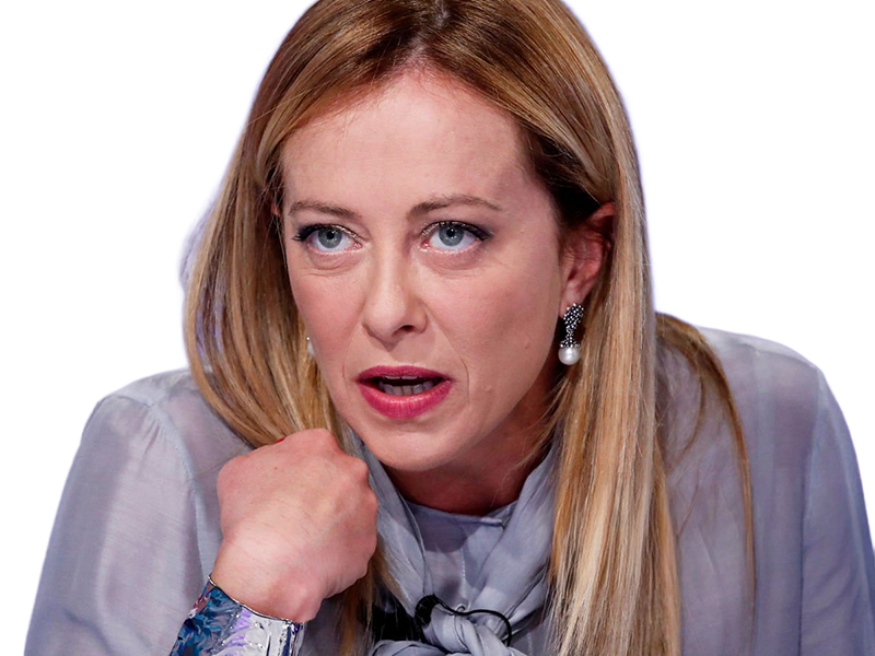 giorgia meloni femme politique italienne premiere ministre italie cheffe etat droite conservatrice quarantenaire cheveux-blonds yeux-verts