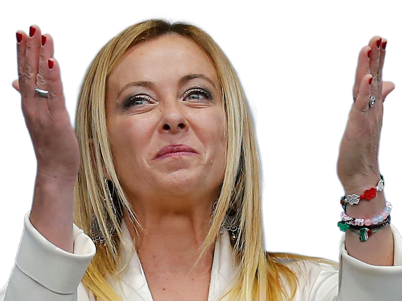 giorgia meloni femme politique italienne premiere ministre italie cheffe etat droite conservatrice quarantenaire cheveux-blonds yeux-verts