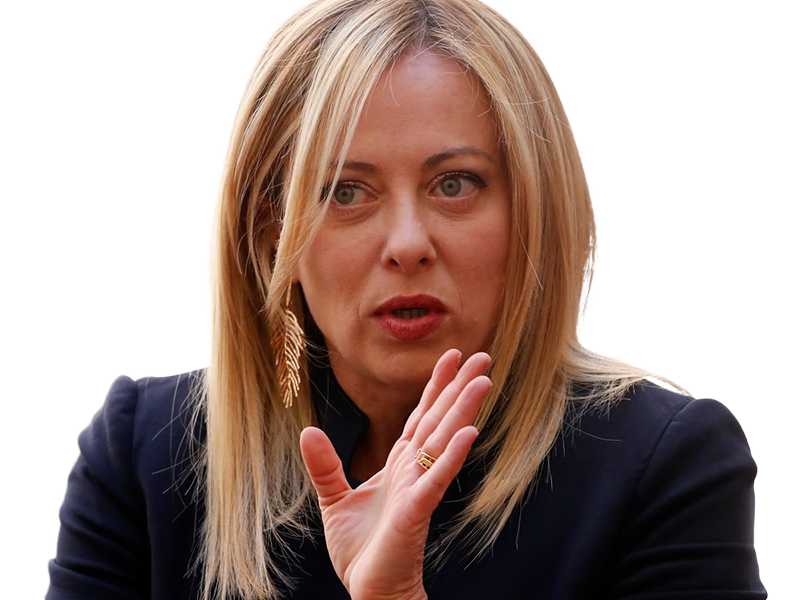 giorgia meloni femme politique italienne premiere ministre italie cheffe etat droite conservatrice quarantenaire cheveux-blonds yeux-verts