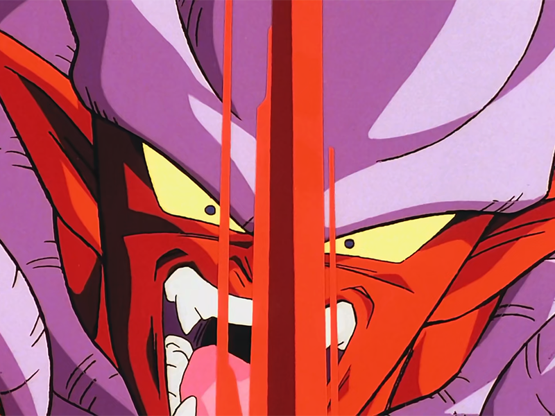 janemba janenba forme-finale dragon-ball-z oav fusions 1995 dbz demon mal-incarne antagoniste epeiste peau-rouge yeux-jaunes cornes