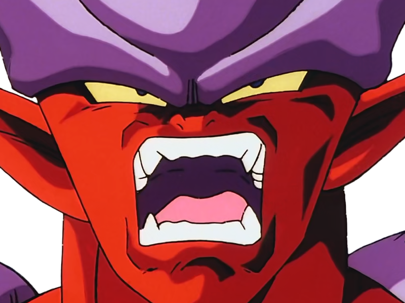 janemba janenba forme-finale dragon-ball-z oav fusions 1995 dbz demon mal-incarne antagoniste epeiste peau-rouge yeux-jaunes cornes