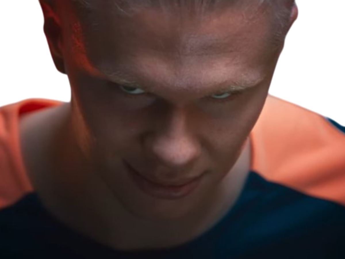 erling haaland sourire machiavelique diabolique demoniaque narquois moqueur