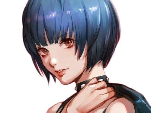 tae takemi persona-5 p5 jeu video rpg medecin punk gothique femme cheveux-bleus-fonces yeux-marrons blouse-blanche waifu