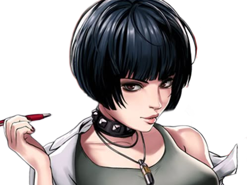 tae takemi persona-5 p5 jeu video rpg medecin punk gothique femme cheveux-bleus-fonces yeux-marrons blouse-blanche waifu