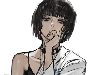 tae takemi persona-5 p5 jeu video rpg medecin punk gothique femme cheveux-bleus-fonces yeux-marrons blouse-blanche waifu