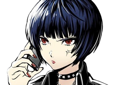 tae takemi persona-5 p5 jeu video rpg medecin punk gothique femme cheveux-bleus-fonces yeux-marrons blouse-blanche waifu