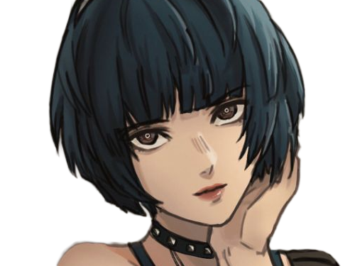 tae takemi persona-5 p5 jeu video rpg medecin punk gothique femme cheveux-bleus-fonces yeux-marrons blouse-blanche waifu