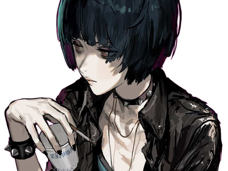 tae takemi persona-5 p5 jeu video rpg medecin punk gothique femme cheveux-bleus-fonces yeux-marrons blouse-blanche waifu