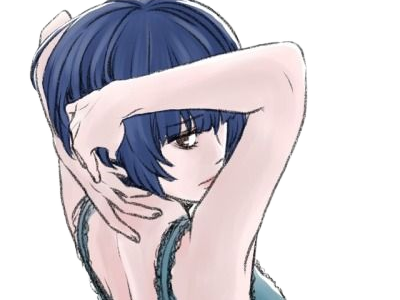 tae takemi persona-5 p5 jeu video rpg medecin punk gothique femme cheveux-bleus-fonces yeux-marrons blouse-blanche waifu