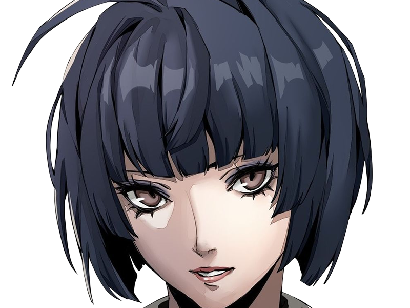 tae takemi persona-5 p5 jeu video rpg medecin punk gothique femme cheveux-bleus-fonces yeux-marrons blouse-blanche waifu