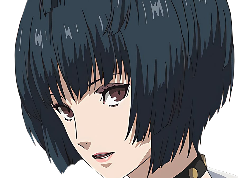 tae takemi persona-5 p5 jeu video rpg medecin punk gothique femme cheveux-bleus-fonces yeux-marrons blouse-blanche waifu