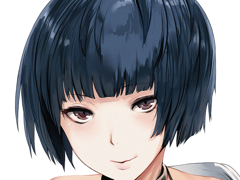 tae takemi persona-5 p5 jeu video rpg medecin punk gothique femme cheveux-bleus-fonces yeux-marrons blouse-blanche waifu