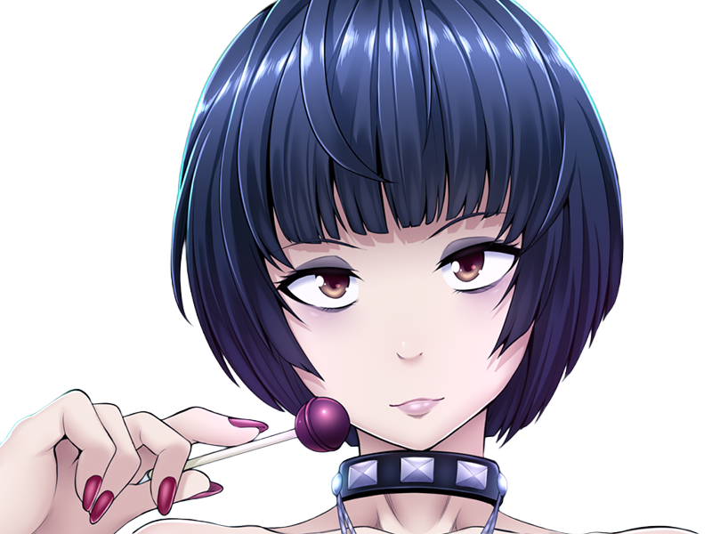 tae takemi persona-5 p5 jeu video rpg medecin punk gothique femme cheveux-bleus-fonces yeux-marrons blouse-blanche waifu