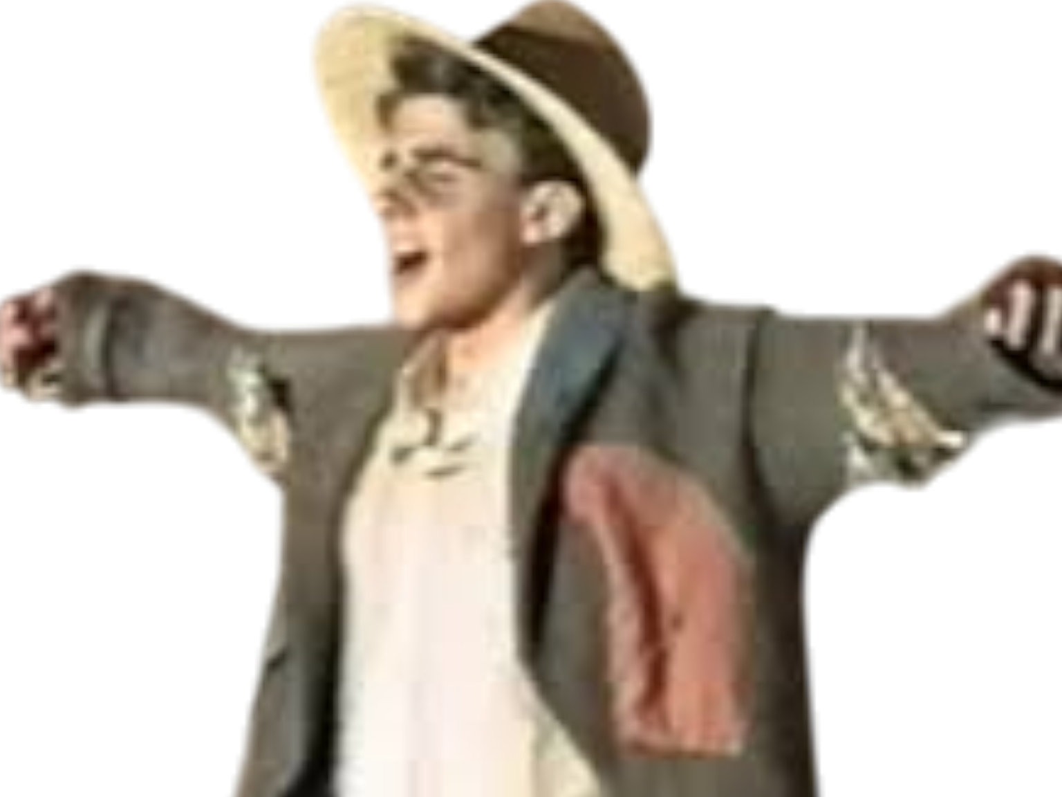 emmanuel macron jeune lyceen lycee college collegien pose en t t-pose epouvantail piece de theatre