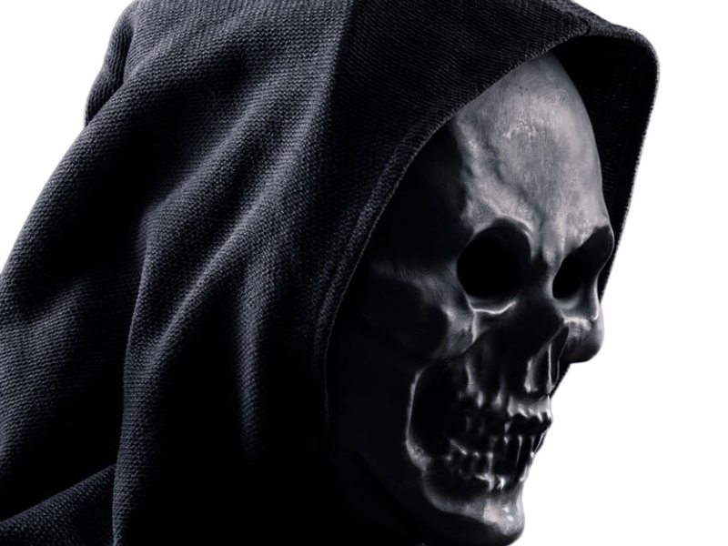 masque capuche noir effrayant sombre personne mysterieuse anonyme satanique culte secte squelette