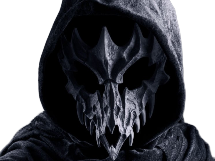 masque capuche noir effrayant sombre personne mysterieuse anonyme satanique culte secte corbeau