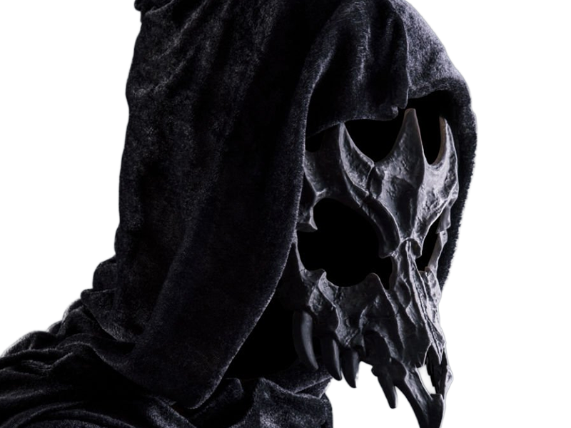 masque capuche noir effrayant sombre personne mysterieuse anonyme satanique culte secte corbeau