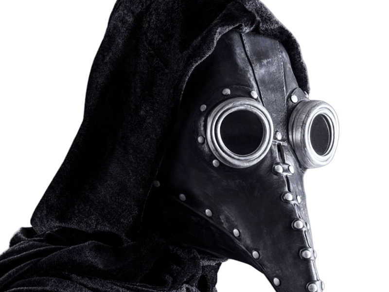 masque capuche noir effrayant sombre personne mysterieuse anonyme satanique culte secte docteur peste